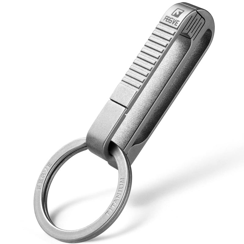 FEGVE Titanium Belt Key Holder, Belt Key Clip with Keyring for Keys,Keychain Hook for Men Dad - Image 1